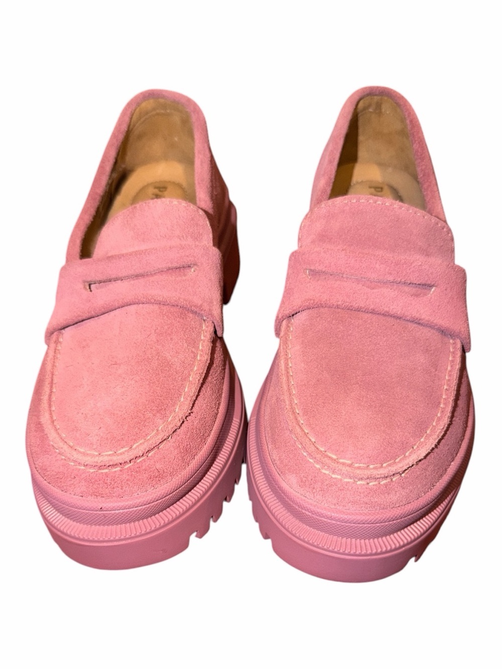 Women's Pink Suede Platform Penny Loafers